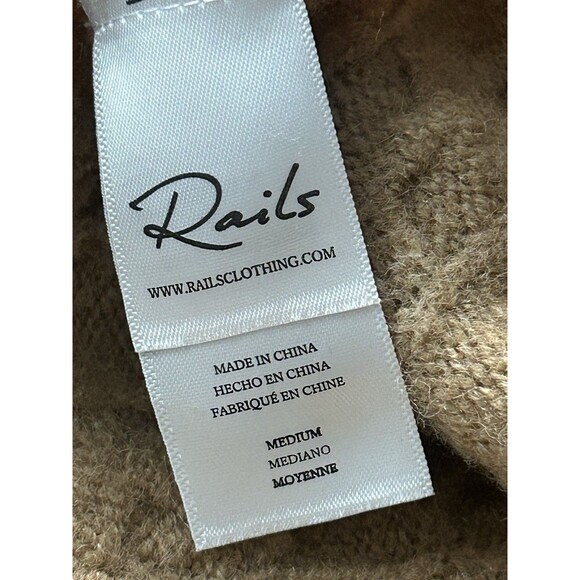 Rails Luma Wool Blend Brown Cable Knit Quarter Button Sweater Dropped Sleeve Med - Picture 4 of 9